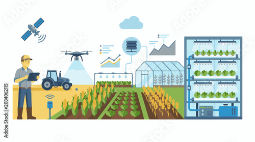Farmer uses technology for precision agriculture and vertical farming