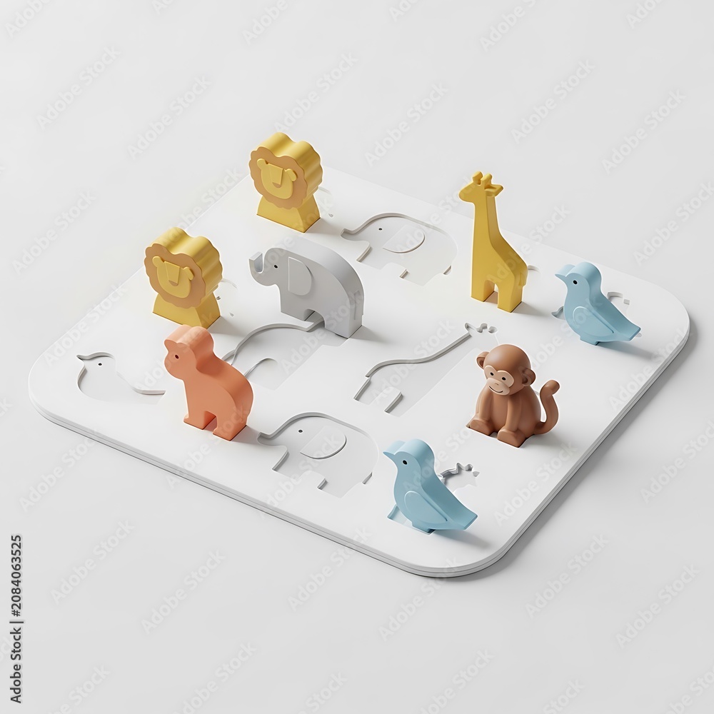 Obraz premium Cute Lego minifigures on white bedding with accessories.