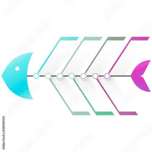 Fishbone Diagram Infographic Template Showing Process Steps in Modern Style