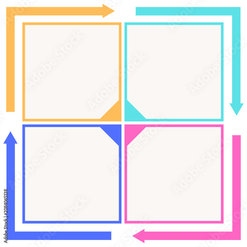 Four Quadrant Square Diagram with Circular Flow Arrows in Minimalist Style