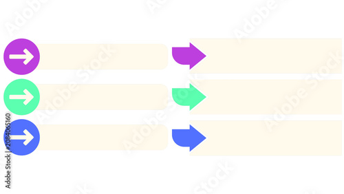 Abstract Colorful Arrows Pointing Right on White Background Minimalist Style