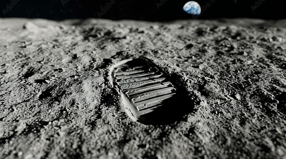 Astronaut Footprint on the Lunar Surface