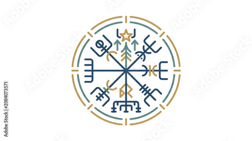 Foto Ancient Norse Vegvisir compass symbol illustration.