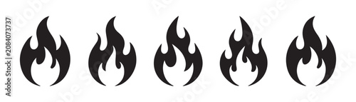 Stylish black fire vector set, offering minimalist yet powerful icons for various design applications.
