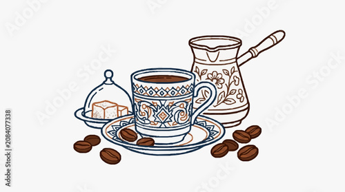 Принти на полотні Traditional silver samovar with ornate engravings and tea accessories