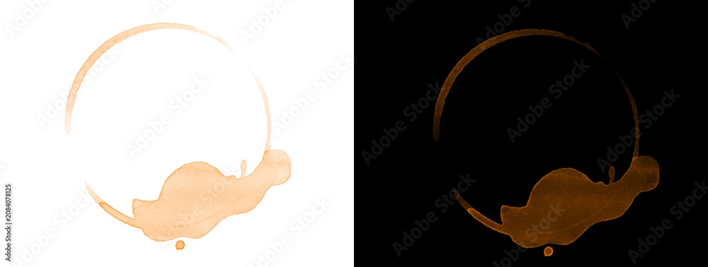 Obraz premium Glowing Orange Neon Ring with Liquid Blob on White and Black Backgrounds