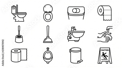 Minimal Toilet Bathroom Symbol Icon Pack Clean Vector Set
