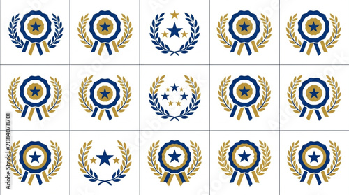 Canvastavla Collection of Award Ribbons and Laurels with Stars.