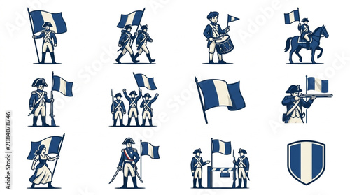 Bild auf Leinwand French Revolution Soldiers and Flags Collection.