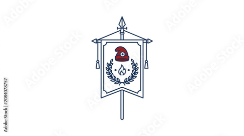 Foto Heraldic Banner with Crest and Laurel Wreath.