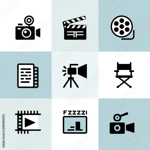 фотографія Film making production icons set.