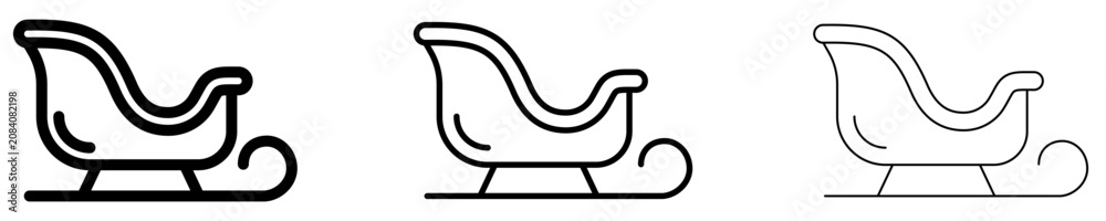 Fototapeta premium Christmas sleigh flat icon for winter holiday design. Vector illustration.