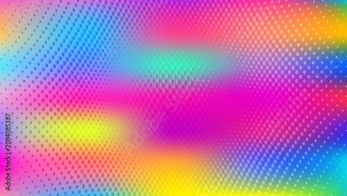 Abstract pixel art background with vibrant rainbow colors and digital glitch effect