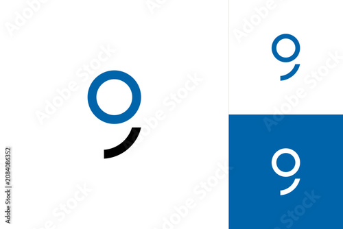 Logo number 9, numeral nine from segment line and circle, vector illustration 10EPS