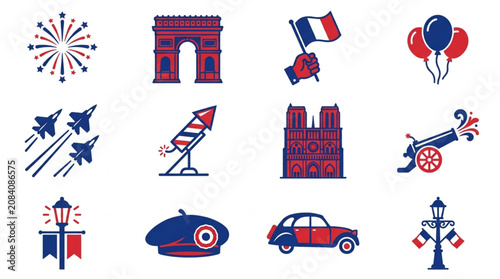 Foto Collection of French Icons and Symbols.