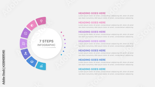7 Steps Semi-Circle Cycle Business Infographic Template Design