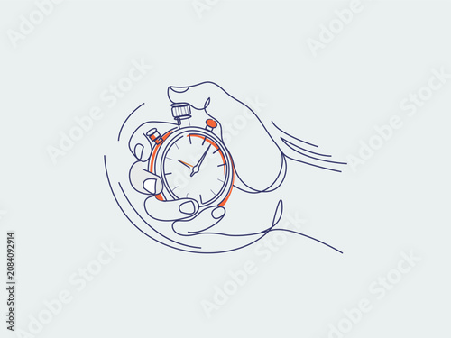 Obraz na plátne Single line hand holding stopwatch icon PNG transparent 2026 ,fitness timer vect