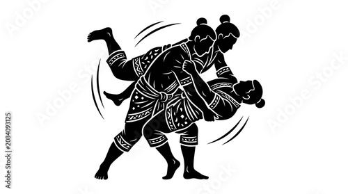 Fotografía Muay Thai Clinch Vector Illustration