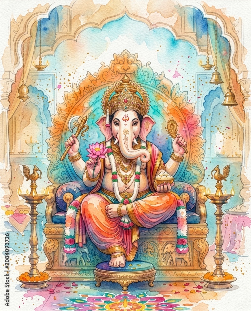 Obraz premium Lord Ganesha Painting for Ganesh Chaturthi