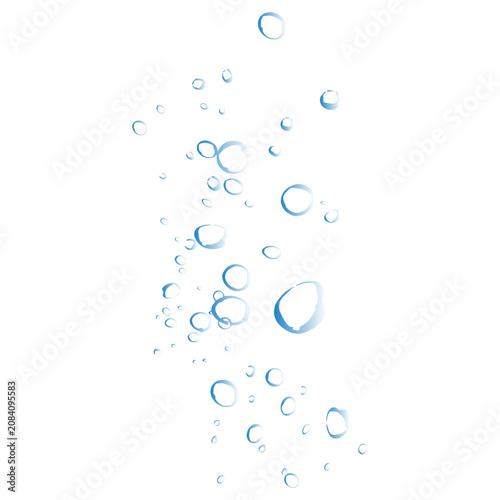 Abstract blue water bubbles stream vector illustration isolated on white background