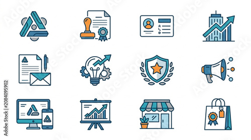 Collection of Business and Finance Icons for Digital Use.