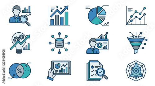 Collection of Business and Data Analysis Icons.
