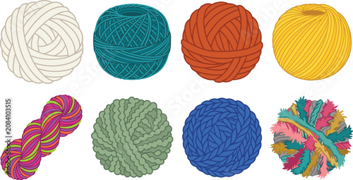 Foto Colorful Yarn Ball Collection with Wool Skeins Cotton Thread and Knitting Suppli