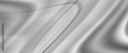 Realistic abstract white silk background. Vector illustration of satin fabric texture with smooth drapery surface. Soft bedding material with waves pattern. Luxury bed sheet top view. Elegant textile