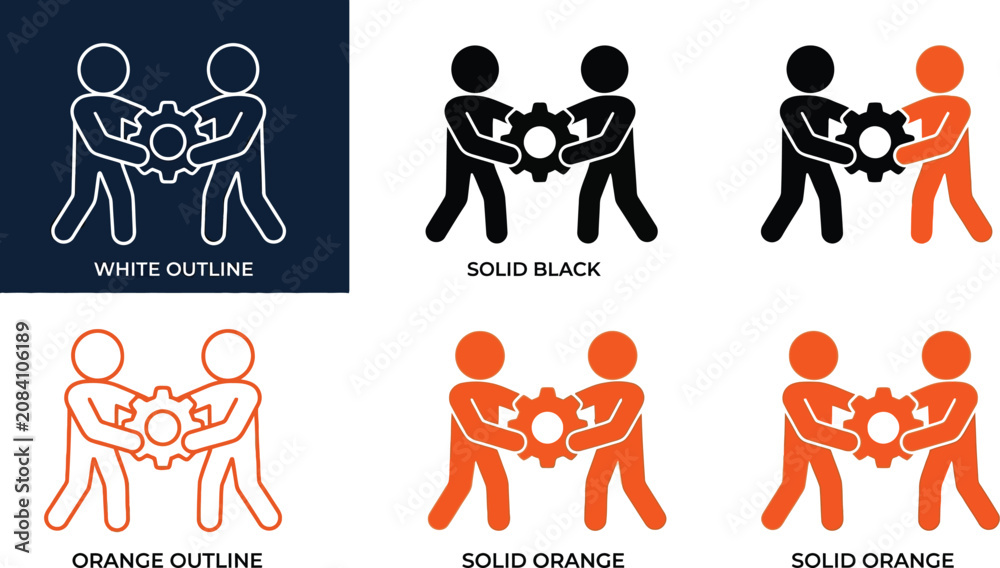 Obraz premium Teamwork icon set diverse people collaboration partnership and unity concepts