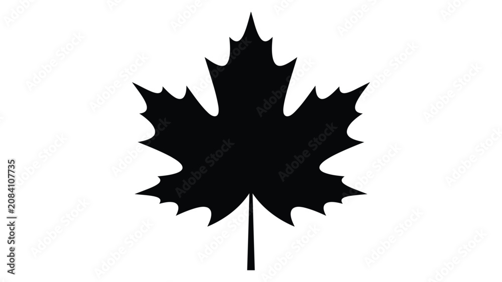 Fototapeta premium Black silhouette of a maple leaf isolated icon for autumn design projects and nature themed graphics