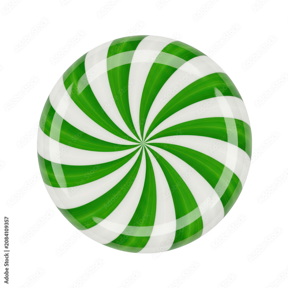 Obraz premium Classic peppermint candy with vibrant green and white stripes