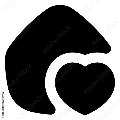Canvas Print Home heart vector glyph icon. User interface icon.