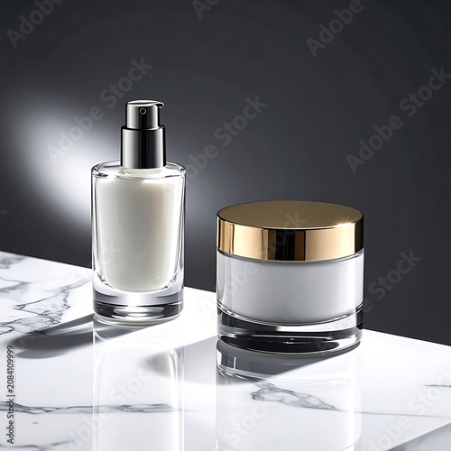 Luxurious skincare products on marble (1)