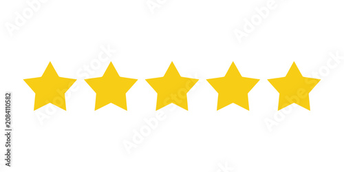 Fotografie Five Star Rating Icons Featuring Customer Review, Quality Feedback, Satisfaction