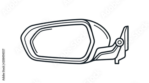 Foto Car Side Mirror Outline Icon, Automotive Rearview Mirror Vector Illustration