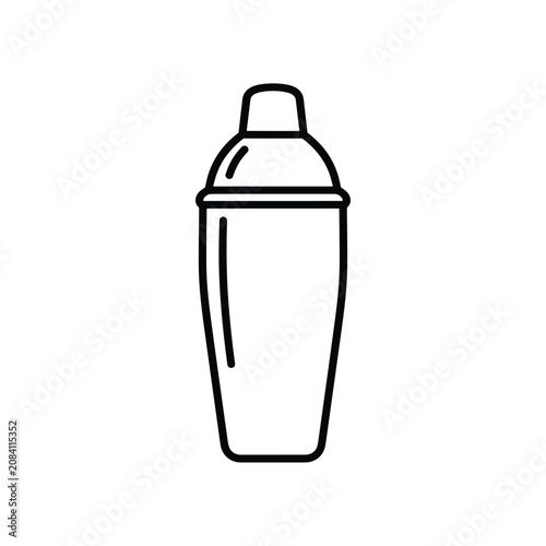 Professional cocktail shaker icon in a clean linear style used for bartending mixing drinks and bar service illustrations on digital menus.