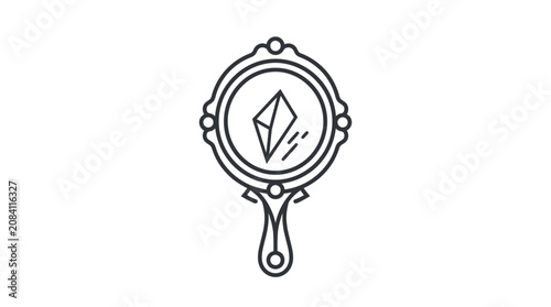 Foto Elegant Hand Mirror Reflecting Geometric Crystal Icon