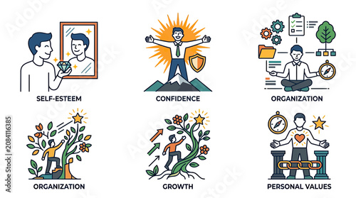 Fotografía Personal Growth and Self-Improvement Concepts: Confidence, Self-Esteem, Organiza