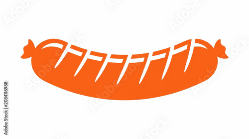 Φωτογραφία Orange Sausage Icon with Grill Marks.