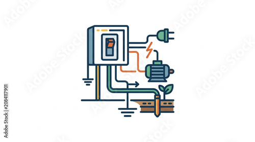 Electrical circuit diagram for a pump powering a plant.
