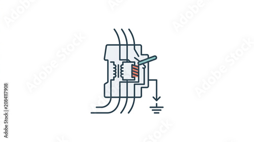 Electrical circuit breaker schematic diagram with grounding symbol.