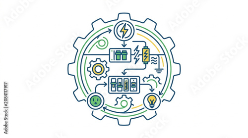 Electrical circuit diagram inside a gear mechanism illustration.