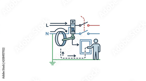 Electrical circuit diagram showing a safety switch mechanism.