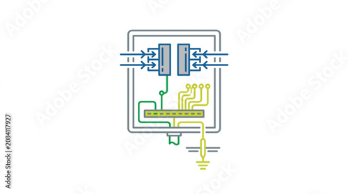Electrical circuit diagram showing power distribution and grounding.