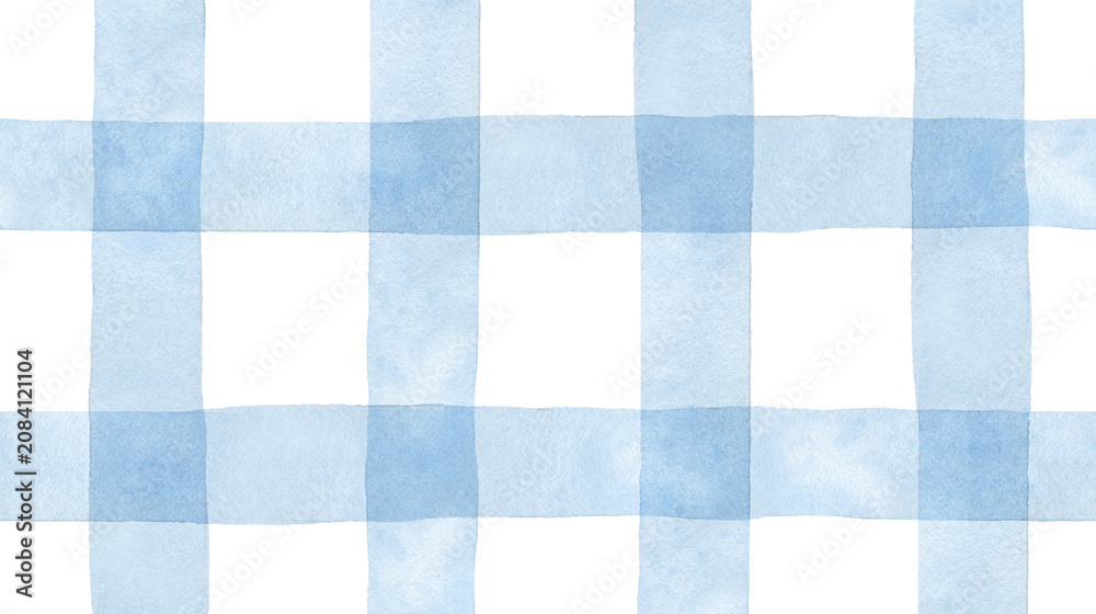 Fototapeta premium Watercolor Blue and White Checkered Pattern Design