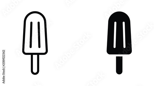 Popsicle ice cream dessert icon in outline and solid style with popsicle illustration isolated silhouette refreshing delicious collection pictogram flavored