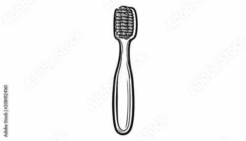 Toothbrush with bristles and handle.
