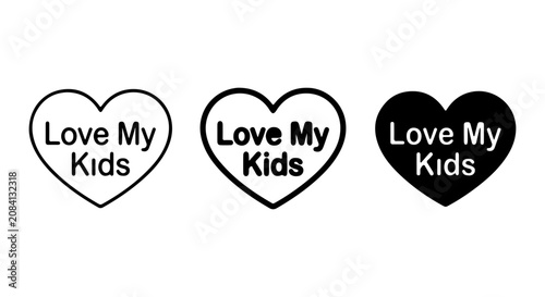 Konstfotografi Love My Kids Heart Icons, Family Love Symbols, Parenting Emotion Graphics, Vecto
