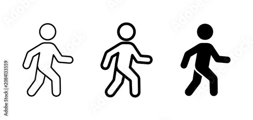 Fotografía Walking Man Icons, Silhouette and Outline Figures, Representing Movement and Act