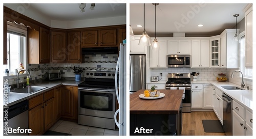 Kitchen Renovation Before and After Comparison Home Improvement Project
